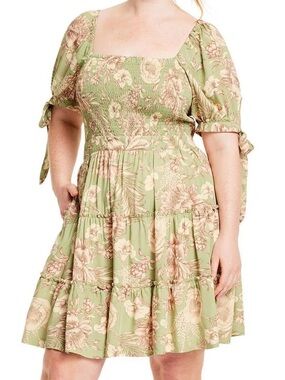 NWT Agua Bendita X Target Green Floral Dress- XXL
